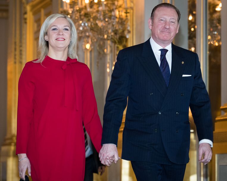 Politici Sophie Pécriaux (PS) en Rik Daems (Open Vld) vorig jaar. Het koppel is intussen veertien jaar samen. Beeld BELGA