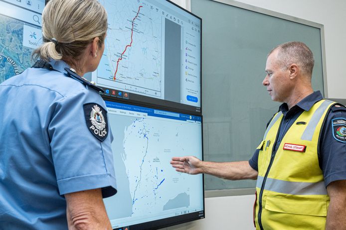 Leden van het Incident Management Team coördineerden de zoektocht naar de verloren radioactieve capsule