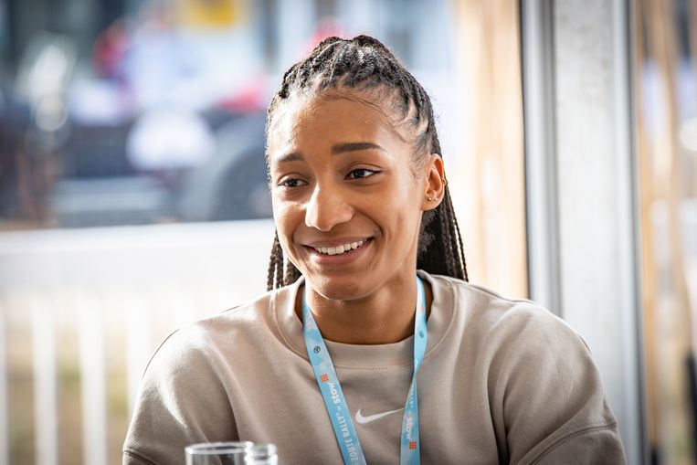 Nafi Thiam tijdens een sponsorevent in Knokke. Beeld BELGAPLUS