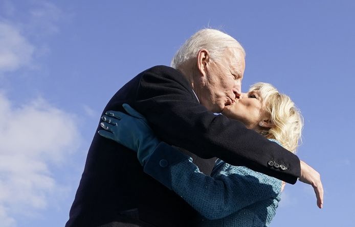 Jill en Joe Biden na de beeidiging tot president van de Verenigde Staten.