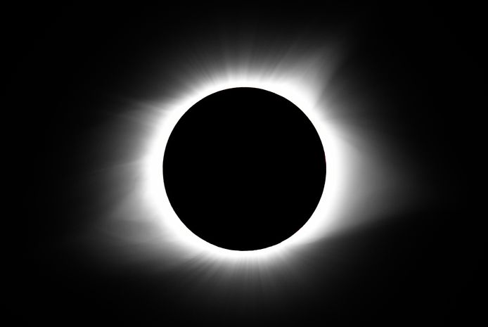 De maan verhult de zon tijdens een volledige zonsverduistering op 21 augustus 2017 in Cerulean in de staat Kentucky.