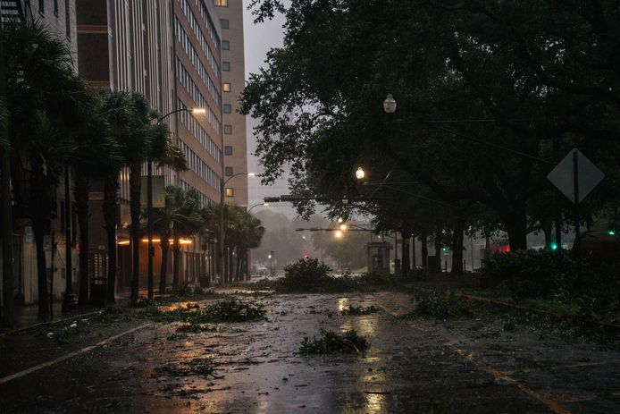 Puin in de straten van New Orleans.