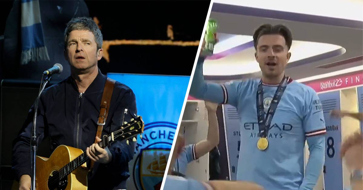 Feestende Manchester City-spelers nemen in kleedkamer voorschot op reünie Oasis: ‘You're my wonderwall’