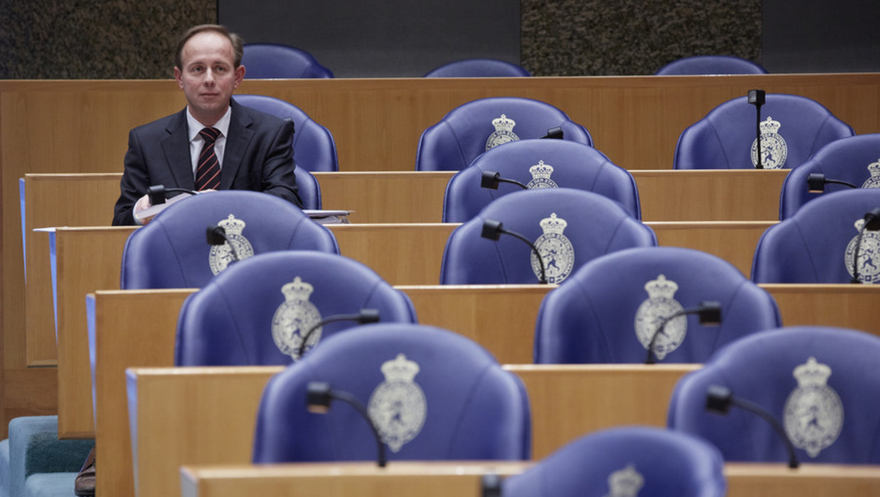 SGP-leider Kees van der Staaij tijdens het debat over godslastering in de Tweede Kamer. Beeld anp