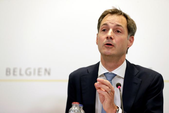 Premier De Croo tijdens de persconferentie na het vorige Overlegcomité