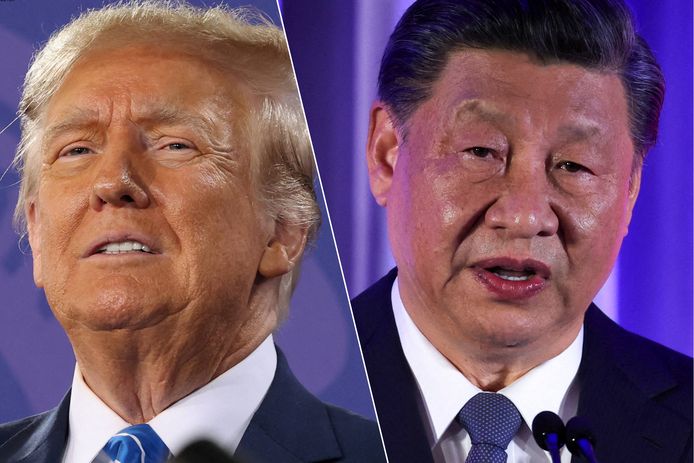 De Amerikaanse ex-president Donald Trump en de Chinese president Xi Jinping.