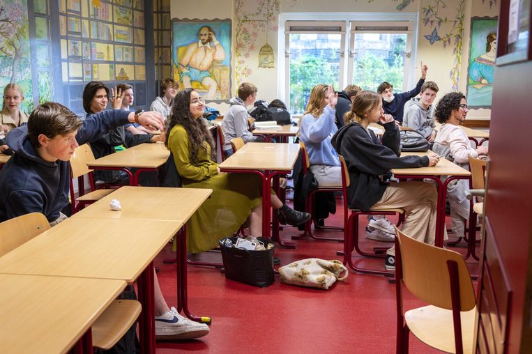 Een klaslokaal van het Amsterdams Lyceum.  Beeld ANP