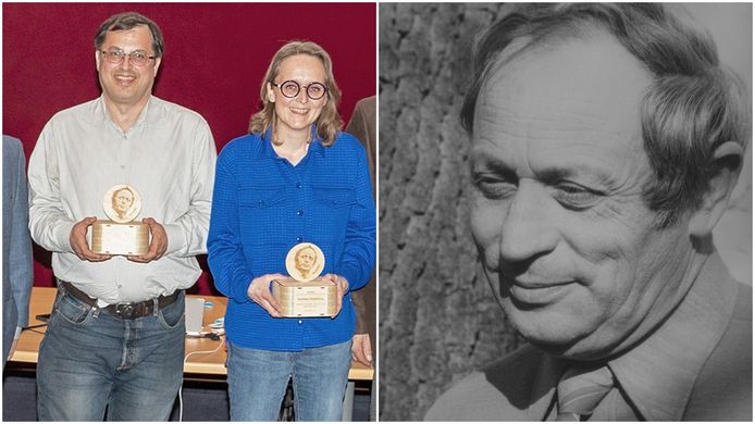 Bruno Lowagie (1ste prijs) en Hanneke Middelburg (3de prijs). Valérie Noelanders (2de prijs) kon niet live bij de prijsuitreiking zijn.