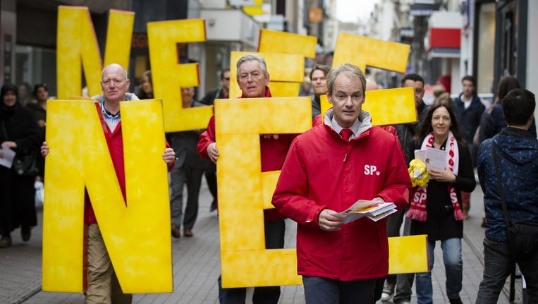 SP-kamerlid Harry van Bommel tijdens een SP-demonstratie tegen het associatieverdrag. Beeld anp
