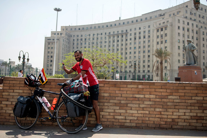 Mohamed Nufal op het Tahrir Plein in Cairo.