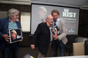 Simon Kistemaker tijdens de boekpresentatie met Hans Kraay jr. en Bennie Jolink.