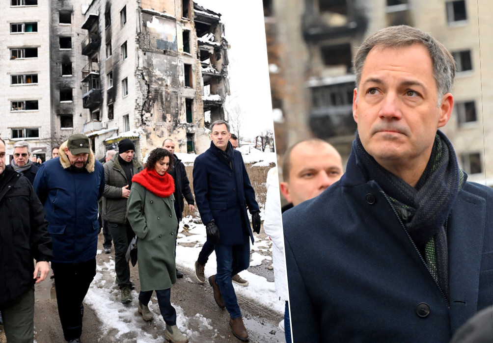 Le Premier ministre, Alexander De Croo, et la ministre des Affaires étrangères, Hadja Lahbib, en visite en Ukraine.