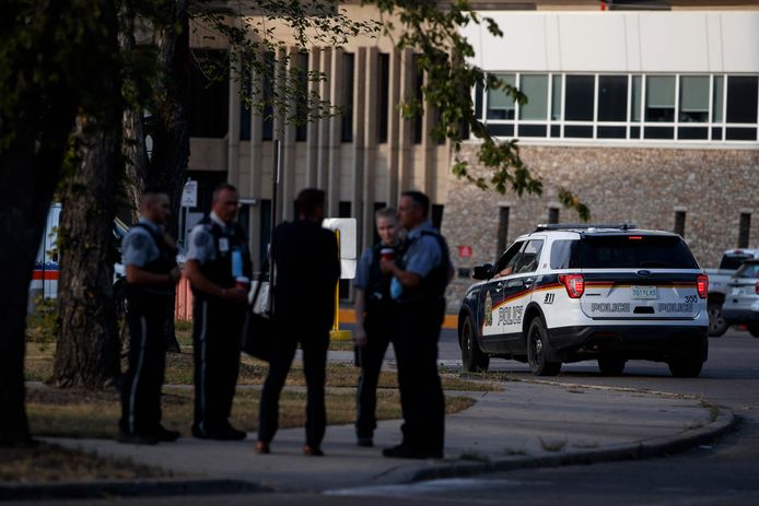 Politie bij het Royal University Hospital in Saskatoon, Saskatchewan, Canada.