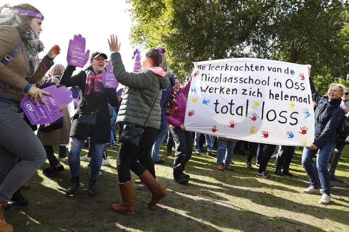 Ruim 60.000 leraren stonden op het Zuiderpark in Den Haag.