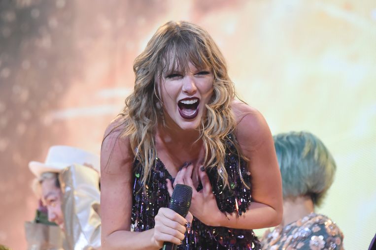 Taylor Swift tijdens een concert in Japan. Beeld Getty Images