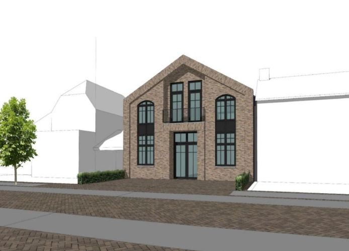 De voorgevel van het te bouwen complex voor drie appartementen aan de Wierdense Stationsstraat.