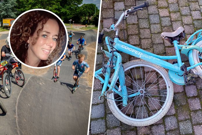 De fiets van de 8-jarige Vesper uit Wijchen werd vernield bij de pumptrack. Inzet: Heidi van Maris.