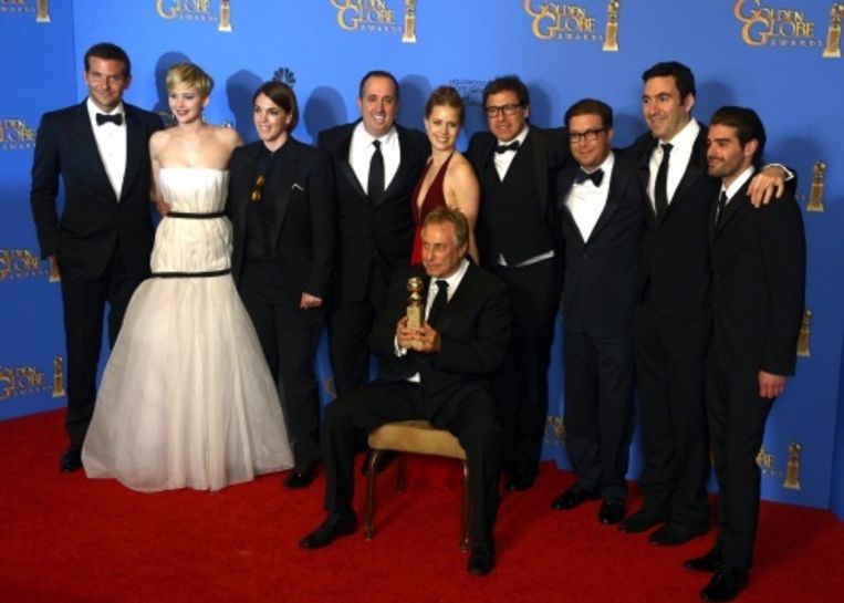 null Beeld De cast van American Hustle tijdens de uitreiking van de Golden Globe Awards. EPA