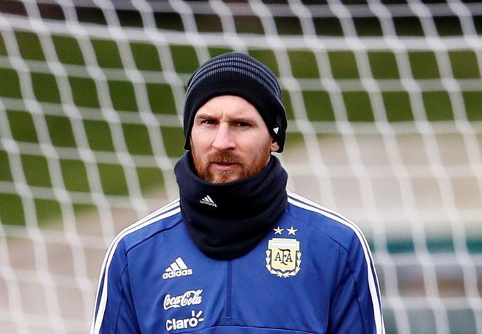 Messi met de Argentijnse nationale ploeg deze week in Manchester.