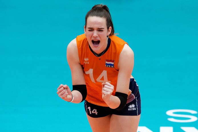 Nicole van de Vosse, op de ondankbare vierde plaats bij het WK U20 in Rotterdam.
