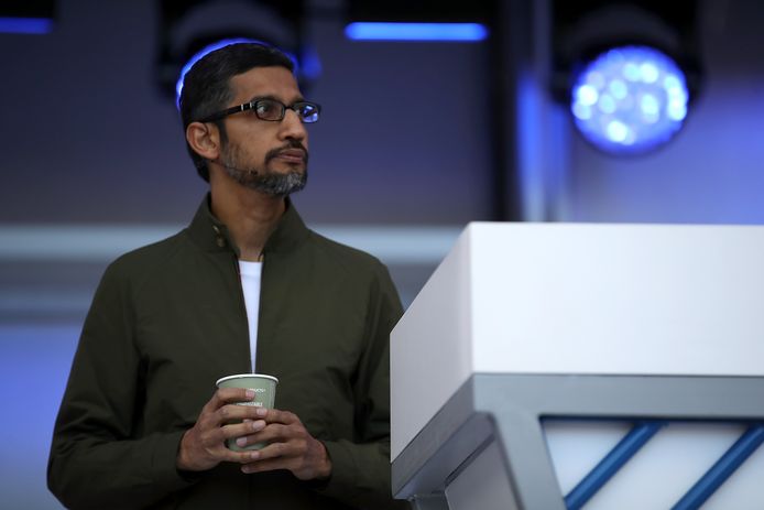 Google CEO Sundar Pichai tijdens zijn presentatie.