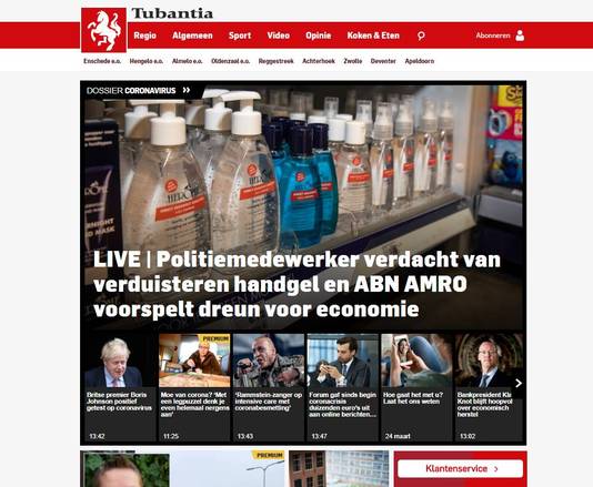 Screenshot website Tubantia