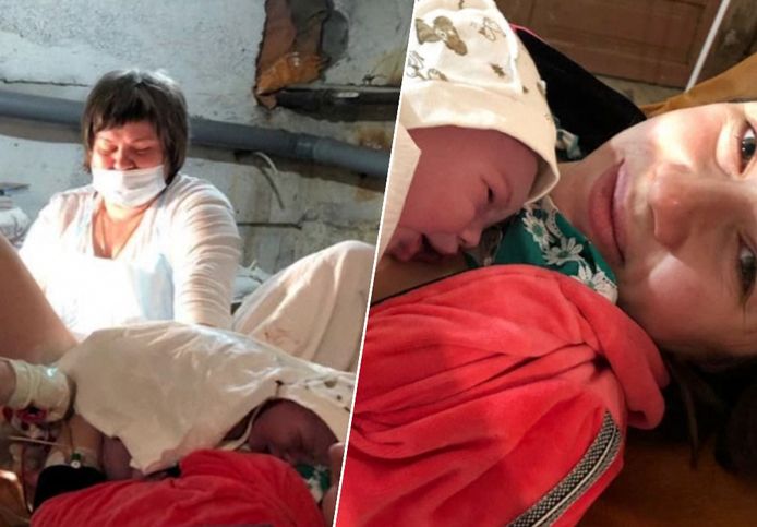 Deze Oekraïense vrouw bevalt in een schuilkelder van het ziekenhuis
