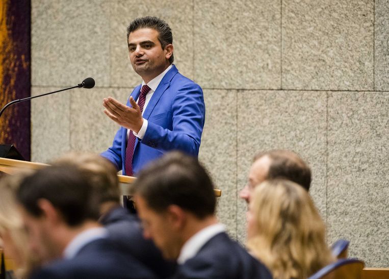 Tunahan Kuzu (DENK) tijdens de Algemene Politieke Beschouwingen.  Beeld ANP