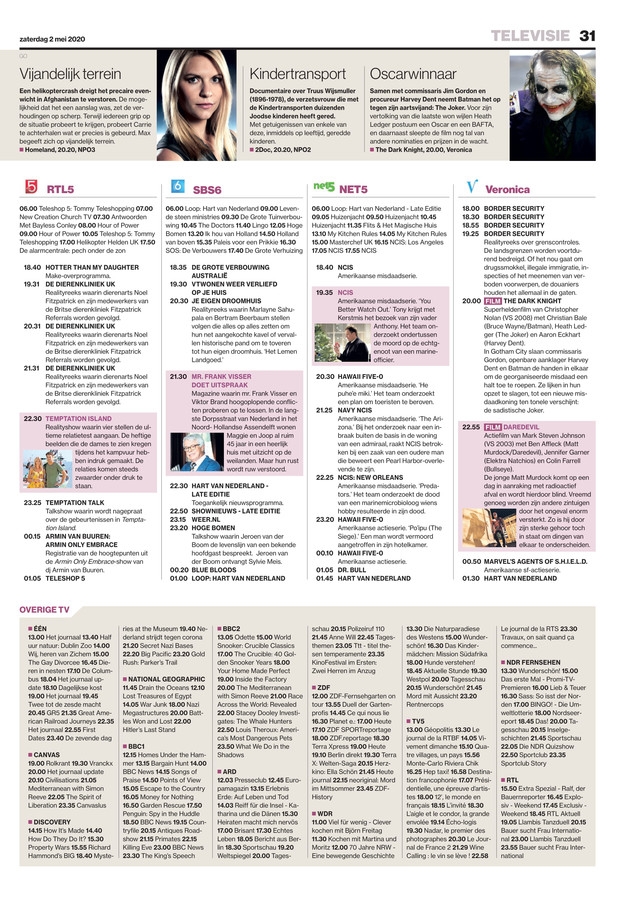 Tv Gids Niet Afgedrukt In De Krant Bekijk Hier Welke Programma S Je Zondag Kunt Kijken Foto Bd Nl