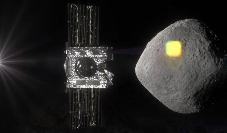 Een visuele voorstelling van hoe OSIRIS-REx asteroïde Bennu nadert. Beeld AP