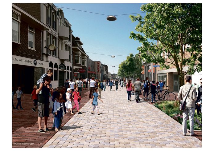 Rijssen verbetert het centrum. Hier een impressie van de Haarstraat, gezien vanaf het Schild.