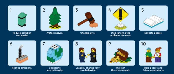 Tien stappen voor een beter klimaat, volgens speelgoedfabrikant Lego.
