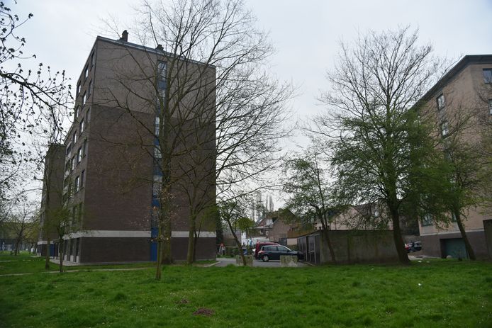Garagebox en flatgebouw aan de verbindingsweg in Grimbergen waar de tiener gevonden werd.