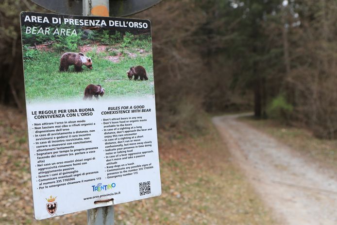 Waarschuwingsbord in Trentino.