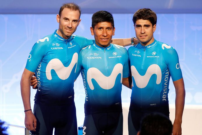 Van links naar rechts: Alejandro Valverde - Nairo Quintana - Mikel Landa