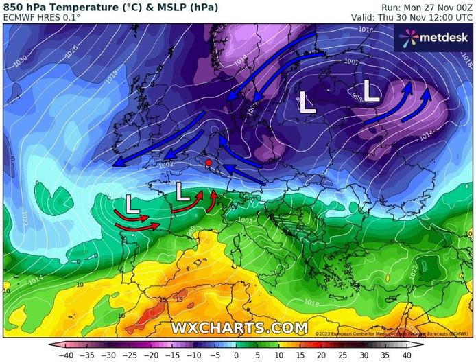 The path of the depression will be decisive for the weather on Thursday.