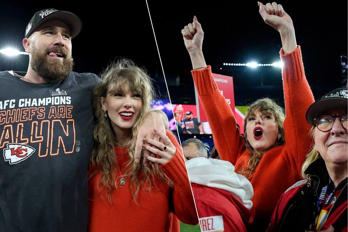 Ze wonnen negen van de twaalf wedstrijden”: Taylor Swift groeide uit tot de geluksbrenger van haar vriend Travis Kelce | Celebrities | hln.be