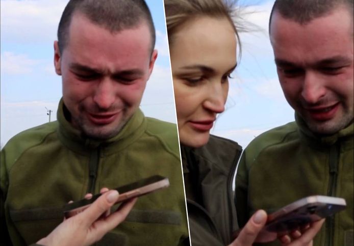 Oekraïense soldaat belt met moeder na vrijlating