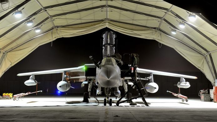 Een Tornado-gevechtstoestel van de Britse Royal Air Force.