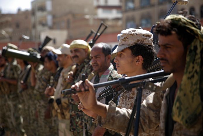 Enkele Houthi-rebellen in Sanaa, Jemen.