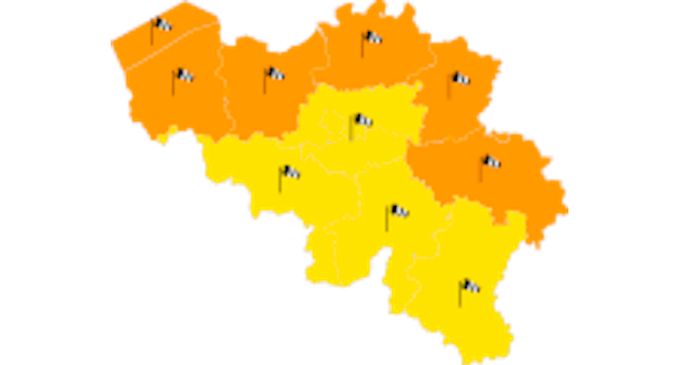 Het KMI waarschuwt voor code oranje in het westen van het land en in provincies die grenzen aan Nederland en Duitsland.