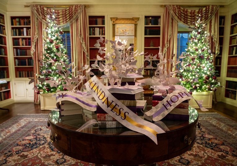 Het Witte Huis in kerstsferen. Beeld ANP