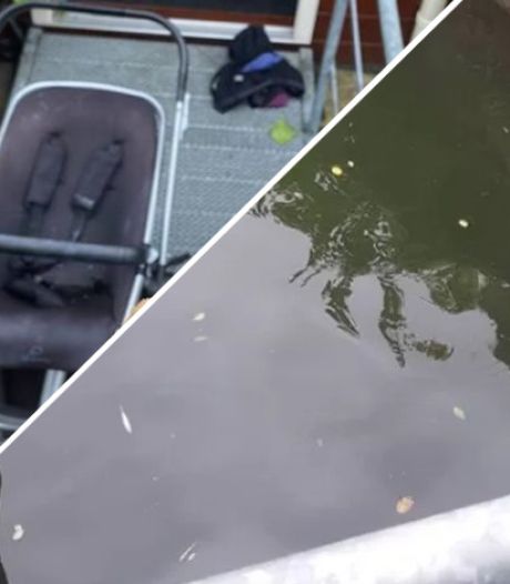 Baby in kinderwagen rolt in Middelburg van drie meter hoge kade het kanaal in