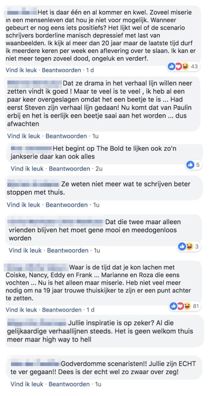 De reacties op de laatste ontwikkelingen in 'Thuis' blijven niet uit.