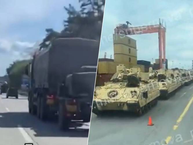 KIJK. Ongeruste Russen delen beelden van colonnes westerse legervoertuigen die richting Oekraïne en Polen rijden: “Het is alsof er geen einde aan komt”