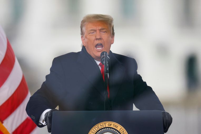 President Donald Trump tijdens zijn speech in Washington DC. Beeld REUTERS