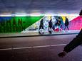 De nieuwe muurschildering "Vrouw Leven Vrijheid" in de fietstunnel Kruisstraat-Lardinoisstraat in het centrum van Eindhoven. Een creatieve schreeuw tegen het regime in Iran dat de mensenrechten van vooral meisje en vrouwen schendt.