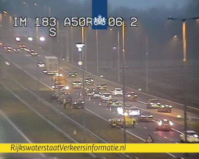 De situatie op de A1 bij knooppunt Beekbergen.