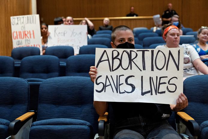Voorstanders van het recht op abortus bij de rechtszaak in Texas.