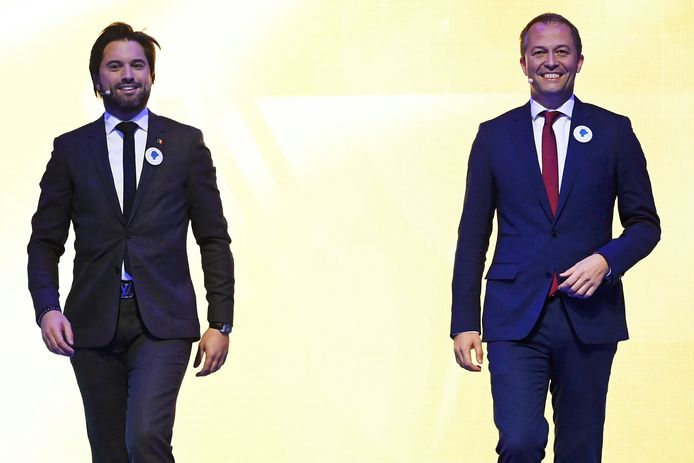 Les présidents des deux partis libéraux, Georges-Louis Bouchez et Egbert Lachaert.